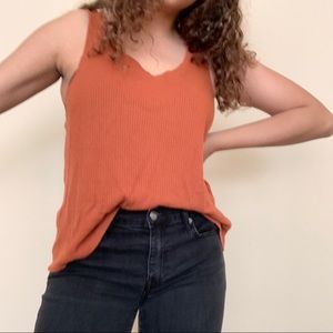 Orange ribbed tank top/muscle tee